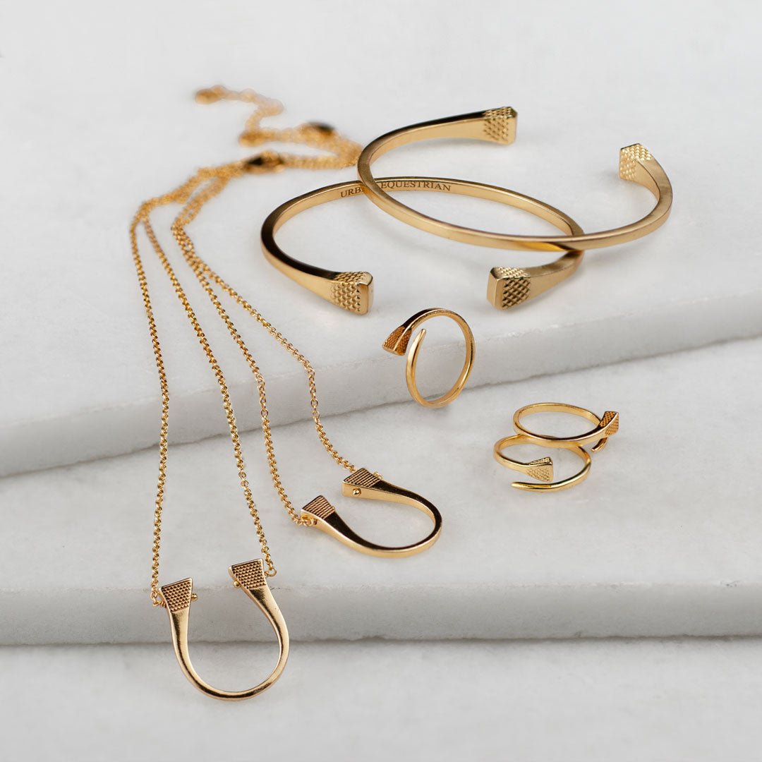 Blacksmith - Horseshoe Nail Wrap Around Equestrian Ring in Gold