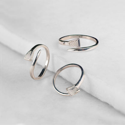 Urban Equestrian  Blacksmith - Horseshoe Nail Wrap Around Equestrian Ring in Silver