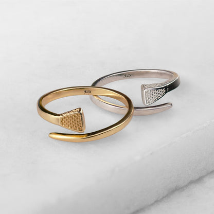 Urban Equestrian  Blacksmith - Horseshoe Nail Wrap Around Equestrian Ring in Silver