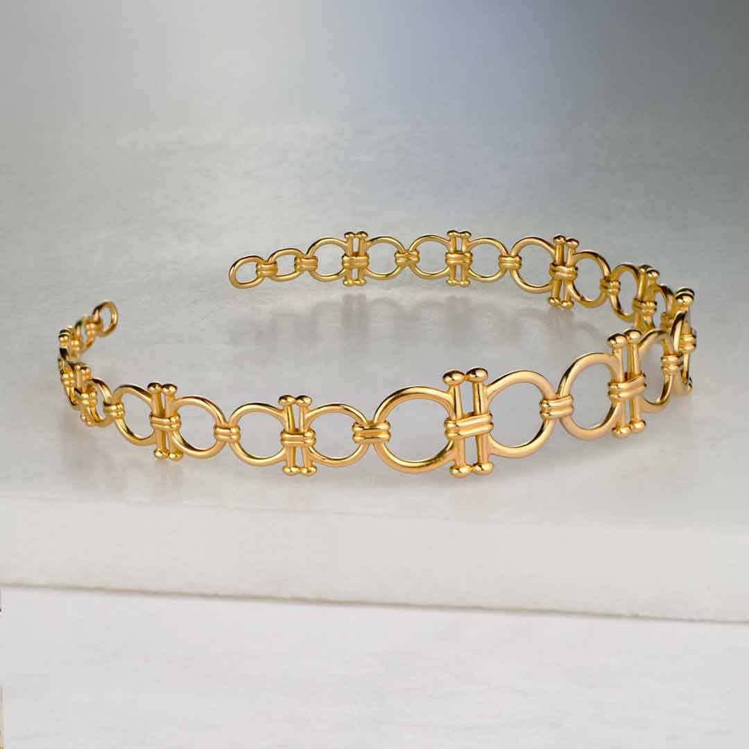 Urban Equestrian  Bocara - Equestrian Horse Bit Choker Necklace in Gold