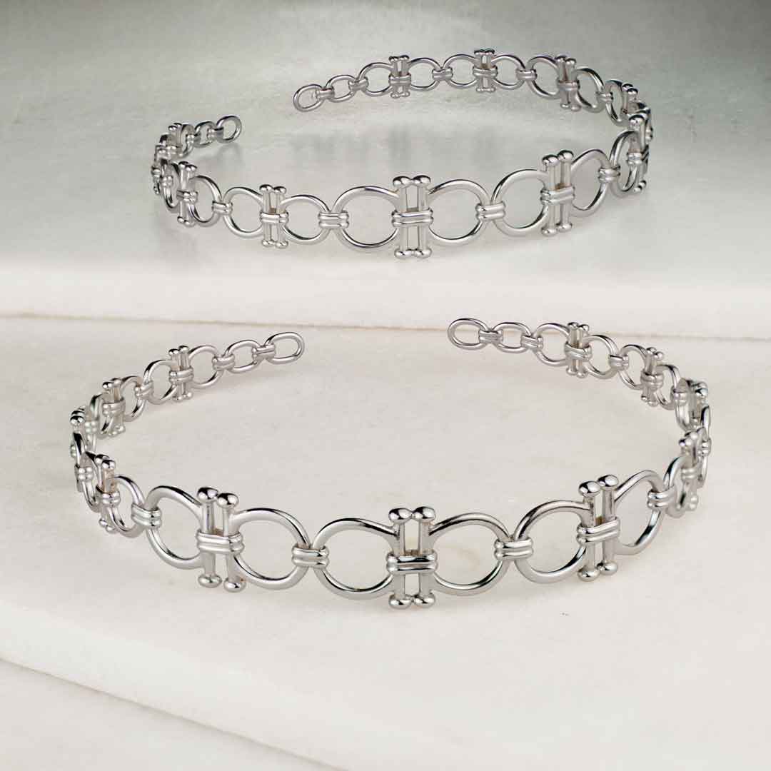 Urban Equestrian  Bocara - Equestrian Horse Bit Choker Necklace in Silver
