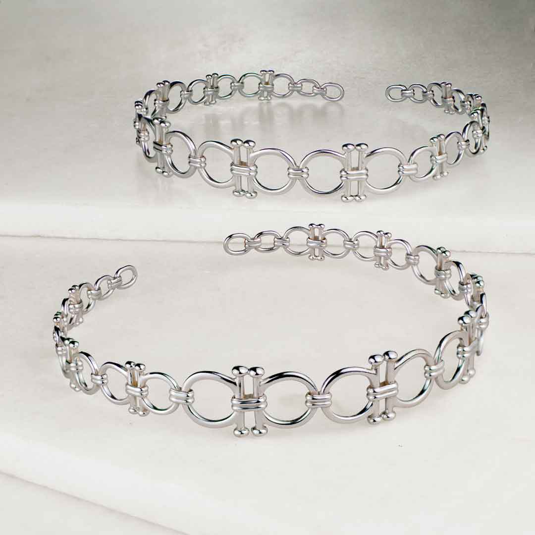 Urban Equestrian  Bocara - Equestrian Horse Bit Choker Necklace in Silver