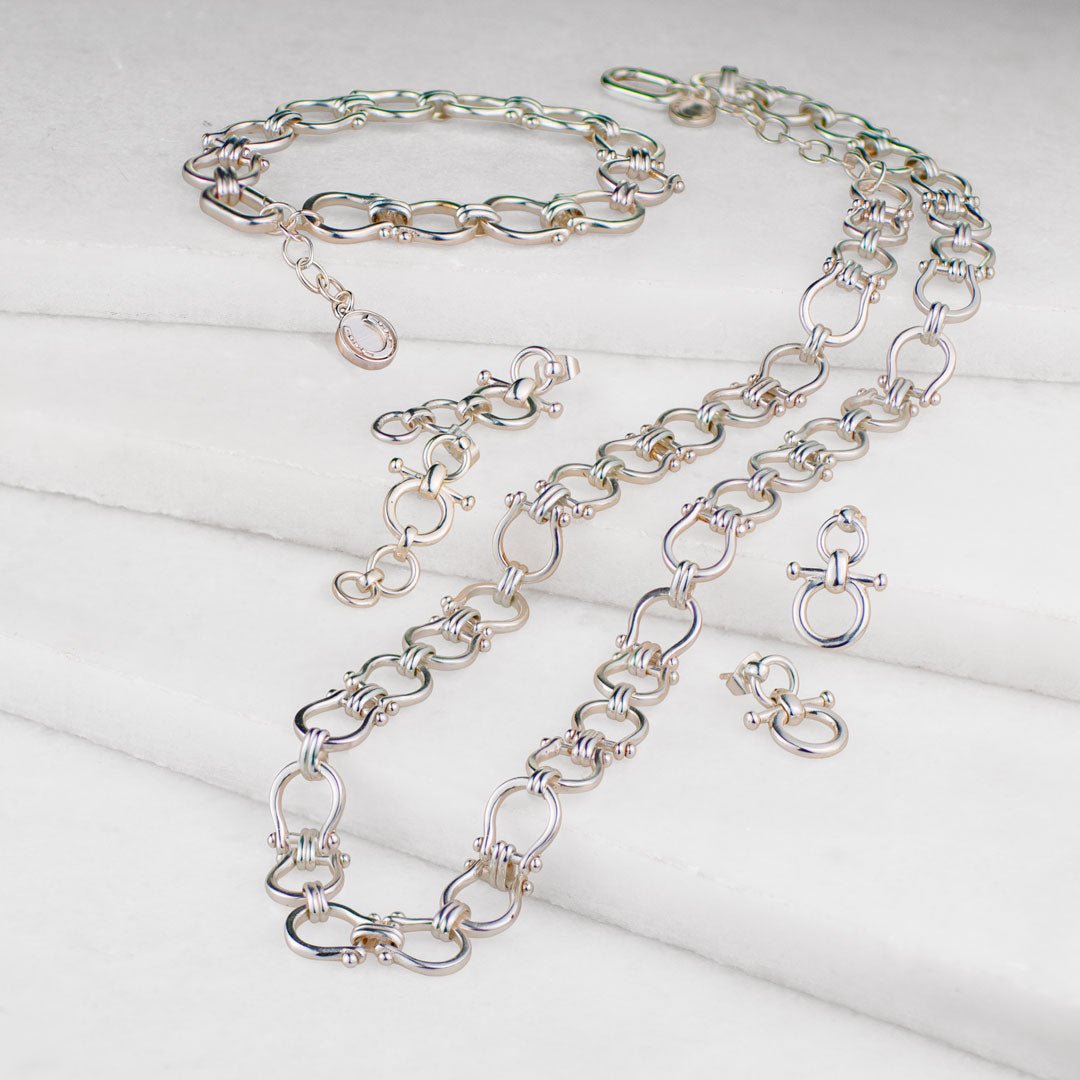 Urban Equestrian  Bocara - Equestrian Horse Bit Choker Necklace in Silver