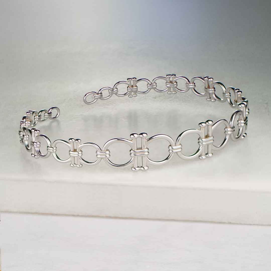 Urban Equestrian  Bocara - Equestrian Horse Bit Choker Necklace in Silver