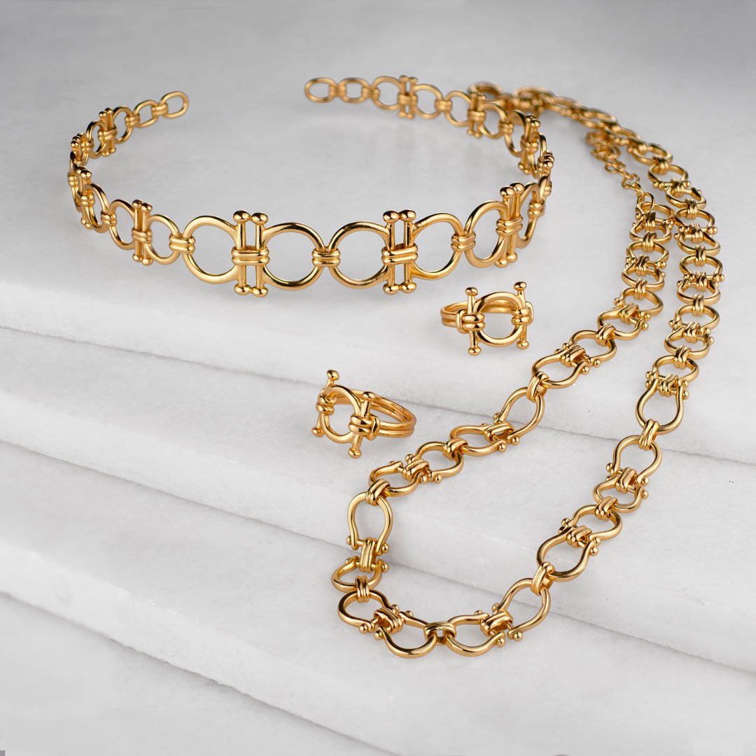 Urban Equestrian  Bocara - Horse Bit Chain Link Equestrian Necklace in Gold