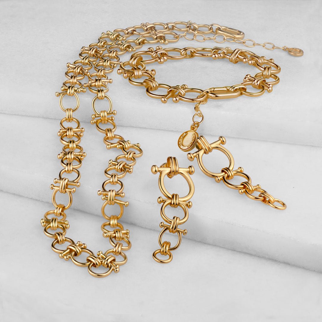 Urban Equestrian  Bocara - Horse Bit Chain Link Equestrian Necklace in Gold