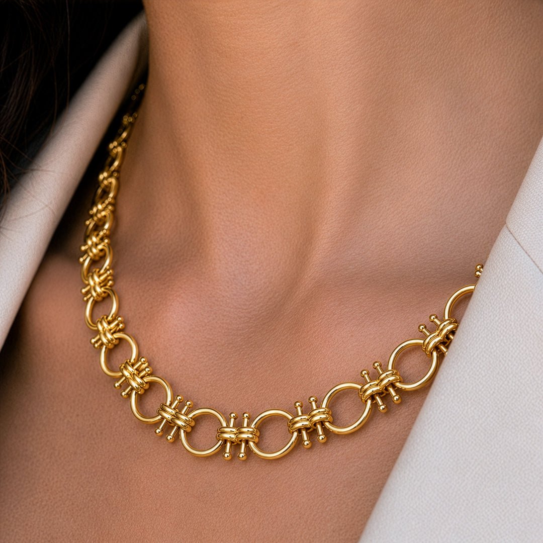 Urban Equestrian  Bocara - Horse Bit Chain Link Equestrian Necklace in Gold