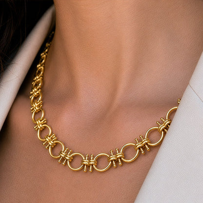 Urban Equestrian  Bocara - Horse Bit Chain Link Equestrian Necklace in Gold