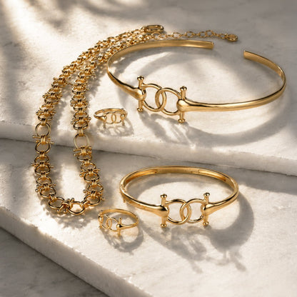 Urban Equestrian  Bocara - Horse Bit Chain Link Equestrian Necklace in Gold