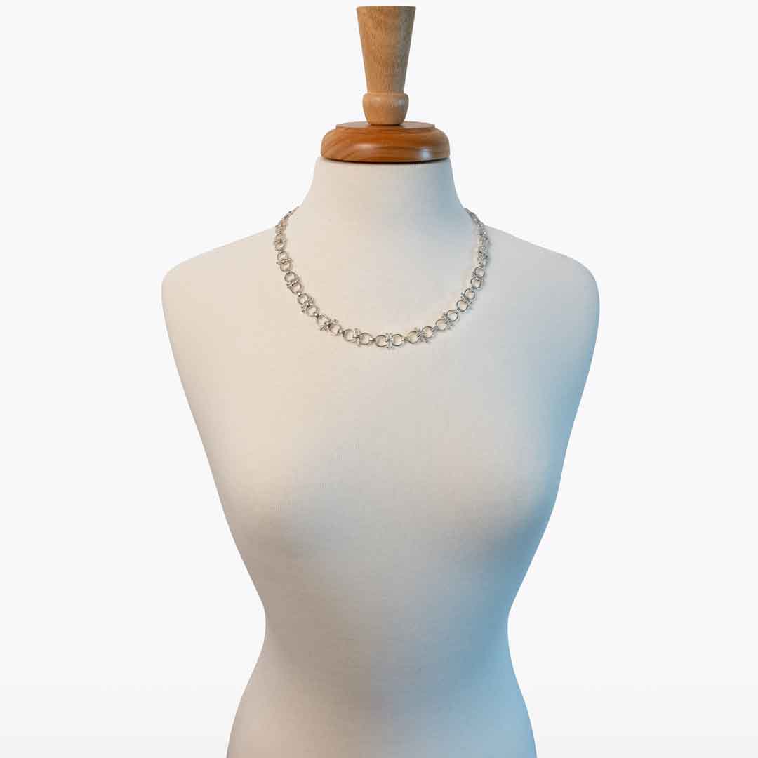 Urban Equestrian  Bocara - Horse Bit Chain Link Equestrian Necklace in Silver