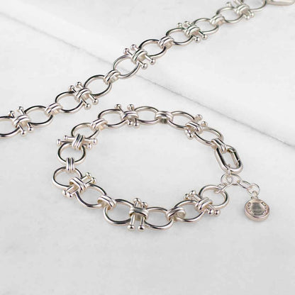 Urban Equestrian  Bocara - Horse Bit Chain Link Equestrian Necklace in Silver