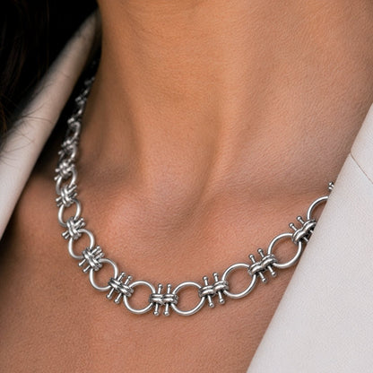 Urban Equestrian  Bocara - Horse Bit Chain Link Equestrian Necklace in Silver