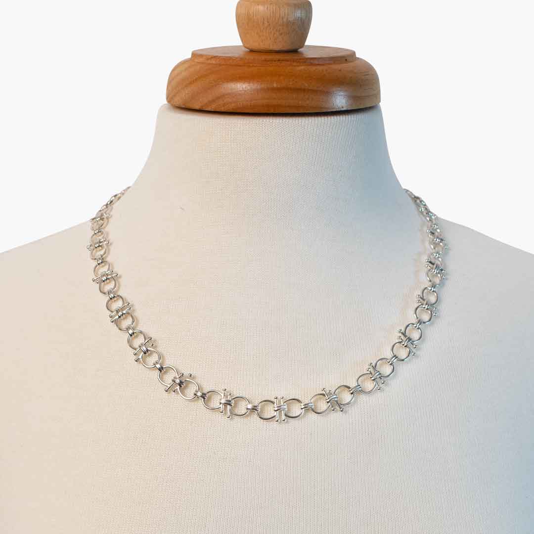 Urban Equestrian  Bocara - Horse Bit Chain Link Equestrian Necklace in Silver
