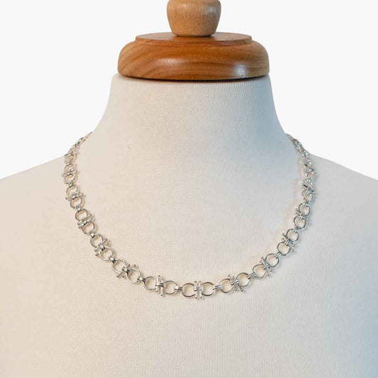 Urban Equestrian  Bocara - Horse Bit Chain Link Equestrian Necklace in Silver