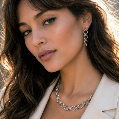 Urban Equestrian  Bocara - Horse Bit Chain Link Equestrian Necklace in Silver