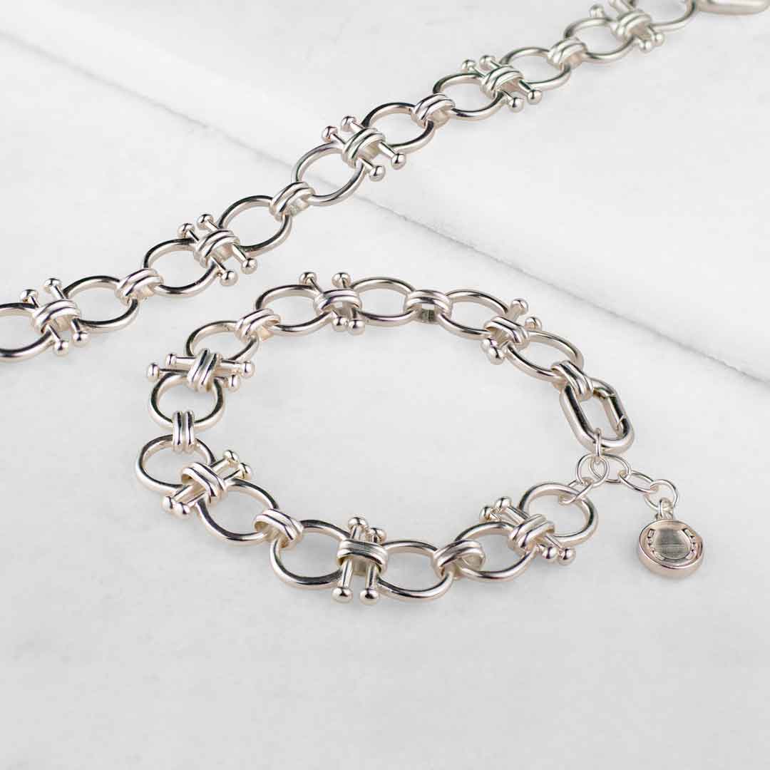 Urban Equestrian  Bocara - Horse Bit Equestrian Link Bracelet in Silver