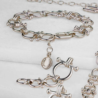 Urban Equestrian  Bocara - Horse Bit Equestrian Link Bracelet in Silver