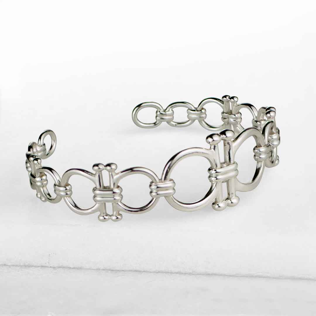 Urban Equestrian  Bocara - Horse Bit Equestrian Wrist Cuff in Silver
