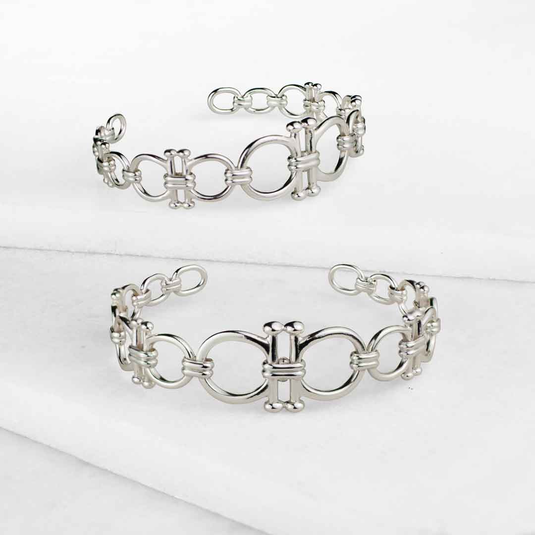 Urban Equestrian  Bocara - Horse Bit Equestrian Wrist Cuff in Silver