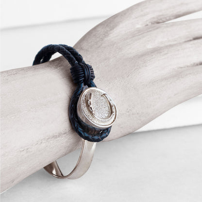 Urban Equestrian  Bosal - Leather laced Horseshoe Bracelet in Black and Silver