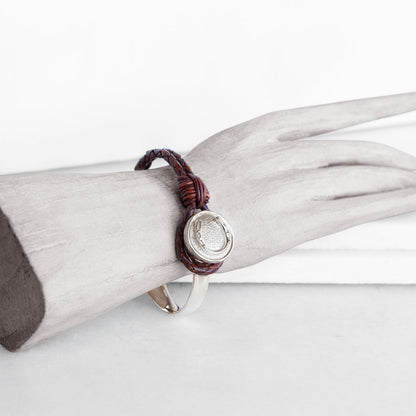Urban Equestrian  Bosal - Leather laced Horseshoe Bracelet in Brown and Silver