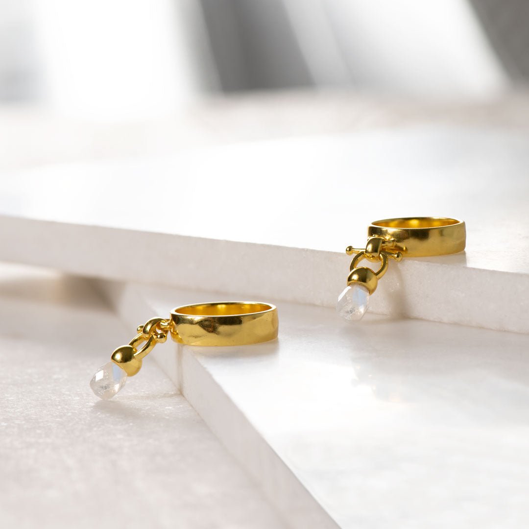 Urban Equestrian  Brio - Moonstone Horse Bit Equestrian Ring in Gold