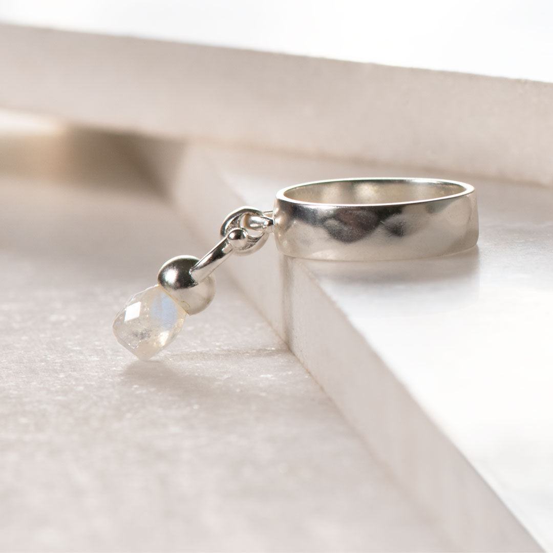 Urban Equestrian  Brio - Moonstone Horse Bit Equestrian Ring in Silver