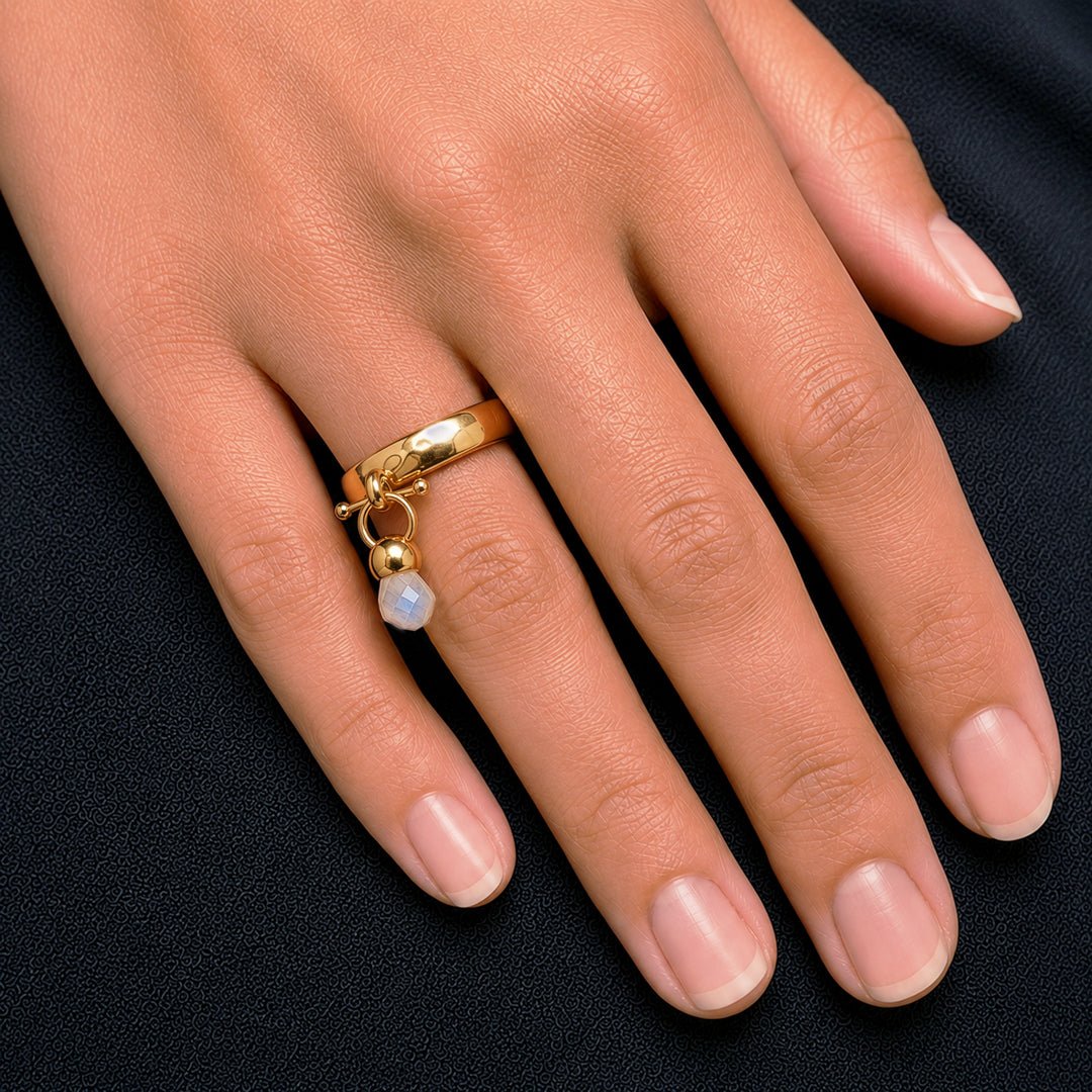 Urban Equestrian  Brio - Moonstone Horse Bit Equestrian Ring in Gold