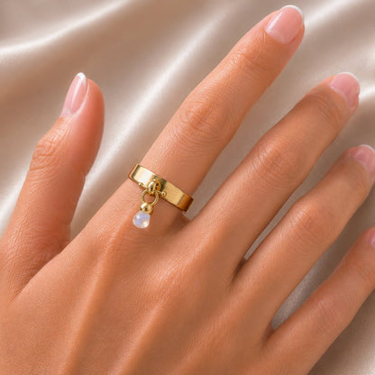 Urban Equestrian  Brio - Moonstone Horse Bit Equestrian Ring in Gold