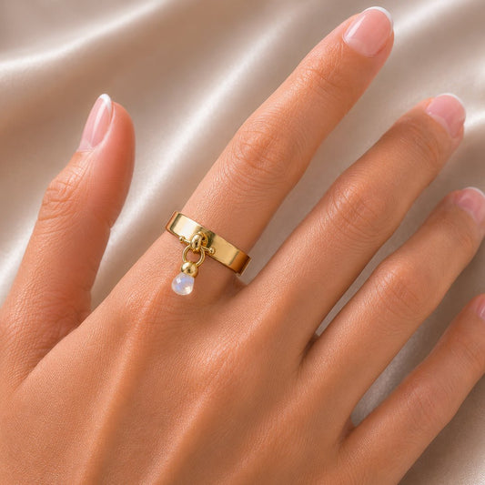 Urban Equestrian  Brio - Moonstone Horse Bit Equestrian Ring in Gold