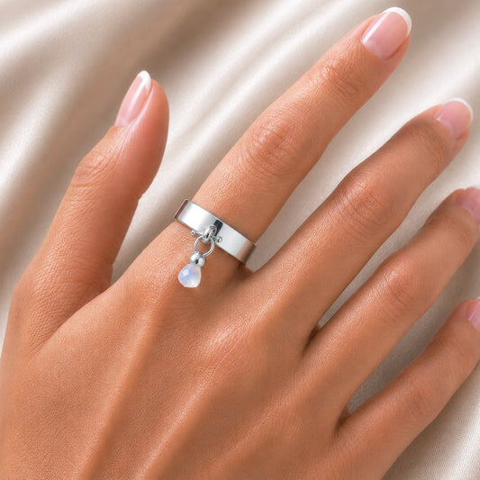 Urban Equestrian  Brio - Moonstone Horse Bit Equestrian Ring in Silver