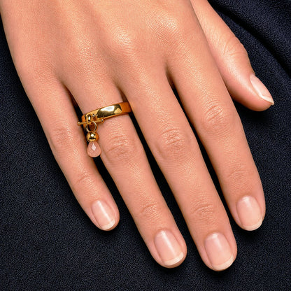 Urban Equestrian  Brio - Rose Quartz Horse Bit Equestrian Ring in Gold