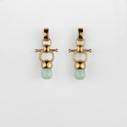 Urban Equestrian  Brioette - Aqua Chalcedony Horse Bit Equestrian Earring in Gold