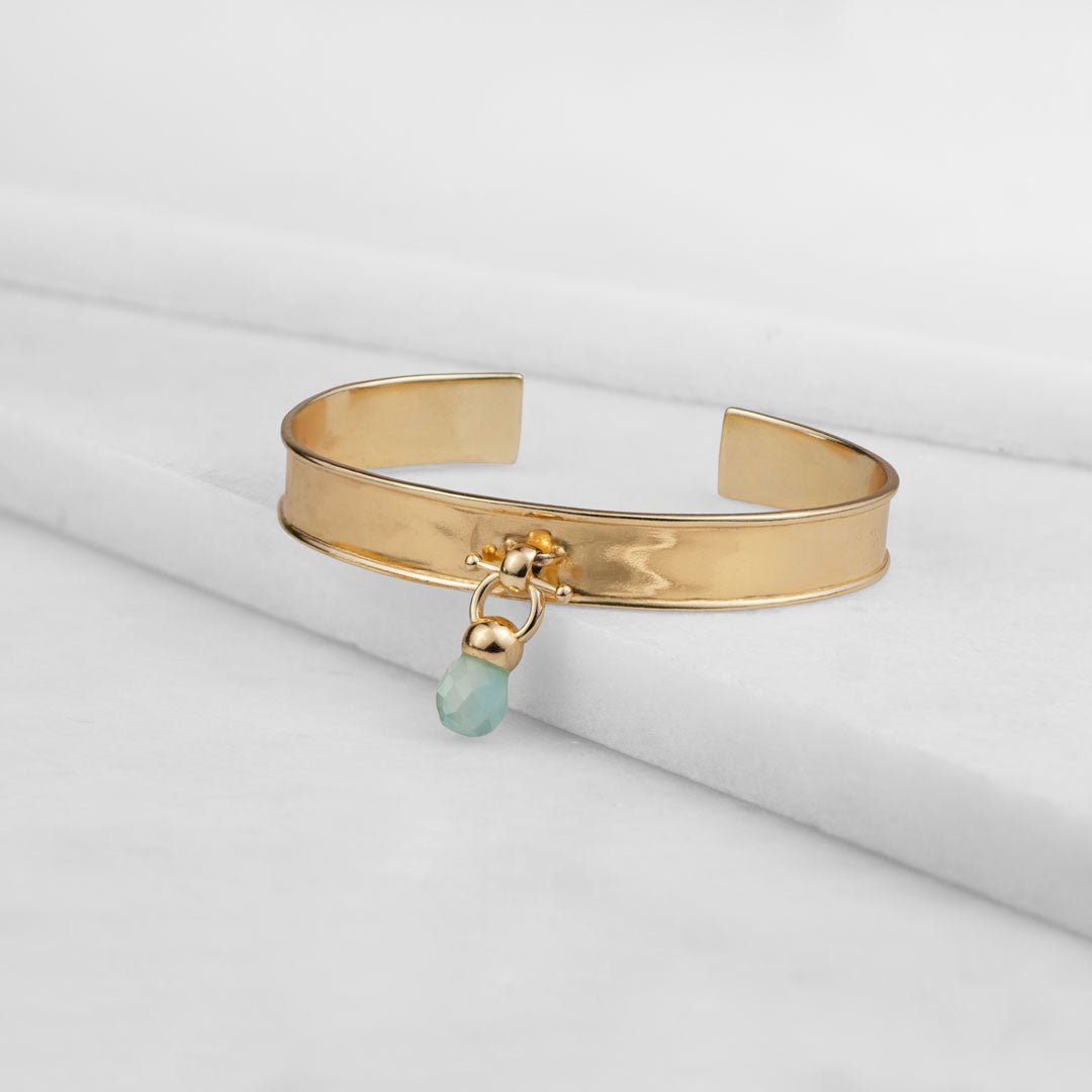 Urban Equestrian  Brioette - Aqua Chalcedony Horse Bit Equestrian Earring in Gold