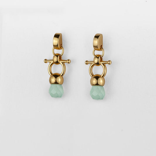 Urban Equestrian  Brioette - Aqua Chalcedony Horse Bit Equestrian Earring in Gold