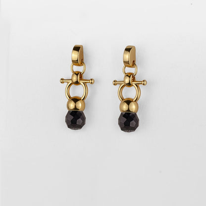 Urban Equestrian  Brioette - Black Onyx Horse Bit Earring Equestrian in Gold