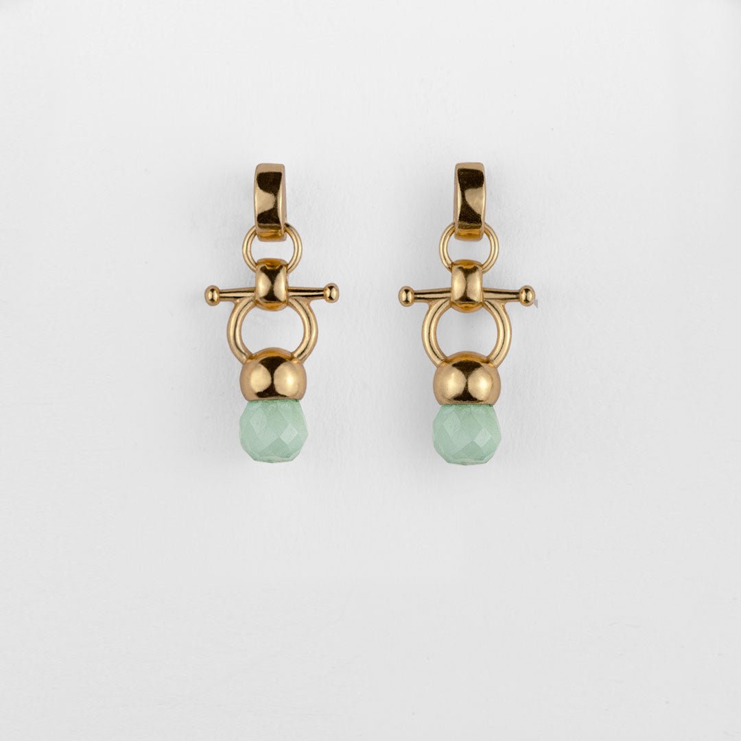Urban Equestrian  Briolette - Aqua Chalcedony Equestrian Horse Bit Necklace in Gold