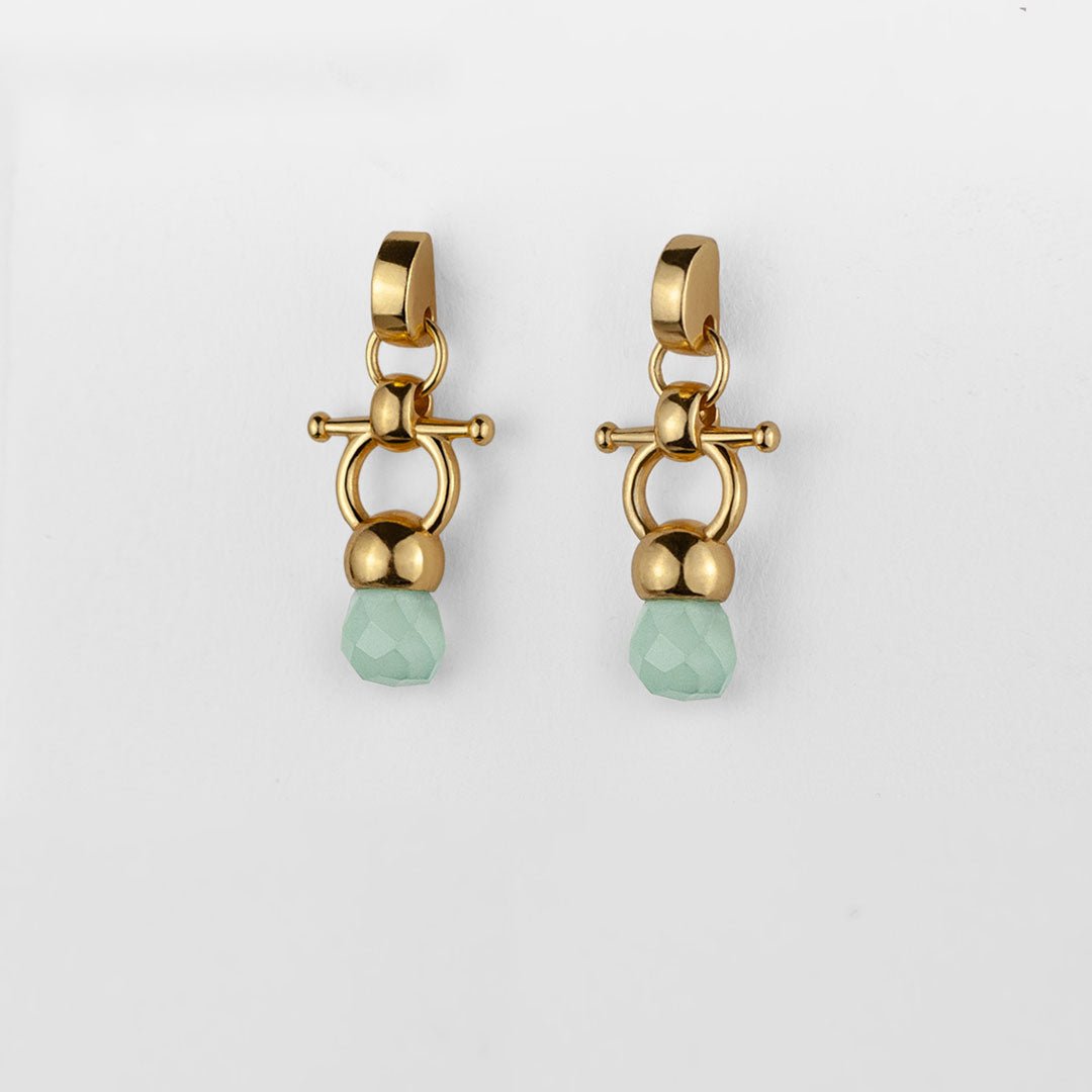 Urban Equestrian  Briolette - Aqua Chalcedony Equestrian Horse Bit Necklace in Gold