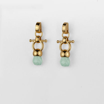 Urban Equestrian  Briolette - Aqua Chalcedony Equestrian Horse Bit Necklace in Gold