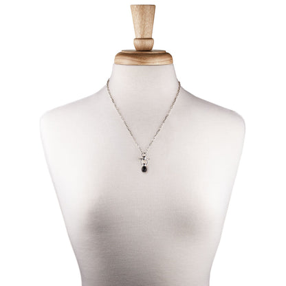Urban Equestrian  Briolette - Black Onyx Equestrian Horse Bit Necklace in Silver