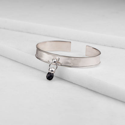 Urban Equestrian  Briolette - Black Onyx Horse Bit Cuff Bracelet in Silver