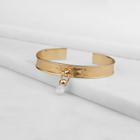 Urban Equestrian  Briolette - Moonstone Horse Bit Cuff Bracelet in Gold