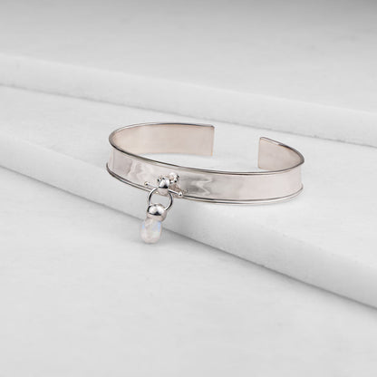 Urban Equestrian  Briolette - Moonstone Horse Bit Cuff Bracelet in Silver