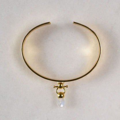 Urban Equestrian  Briolette - Moonstone Horse Bit Cuff Bracelet in Gold