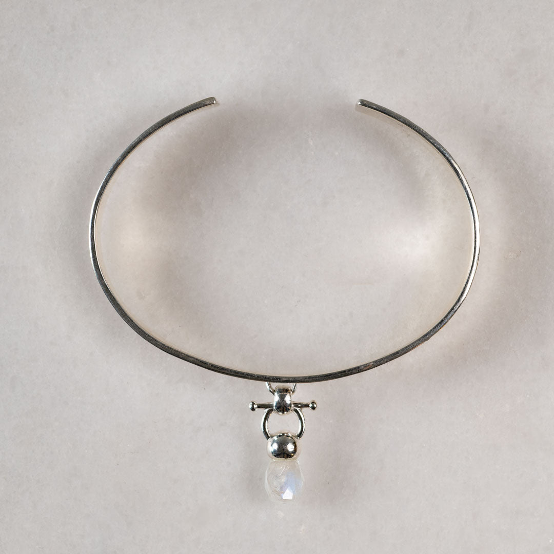 Urban Equestrian  Briolette - Moonstone Horse Bit Cuff Bracelet in Silver
