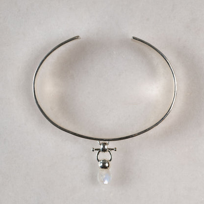 Urban Equestrian  Briolette - Moonstone Horse Bit Cuff Bracelet in Silver