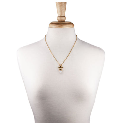 Urban Equestrian  Briolette - Moonstone Equestrian Horse Bit Necklace in Gold