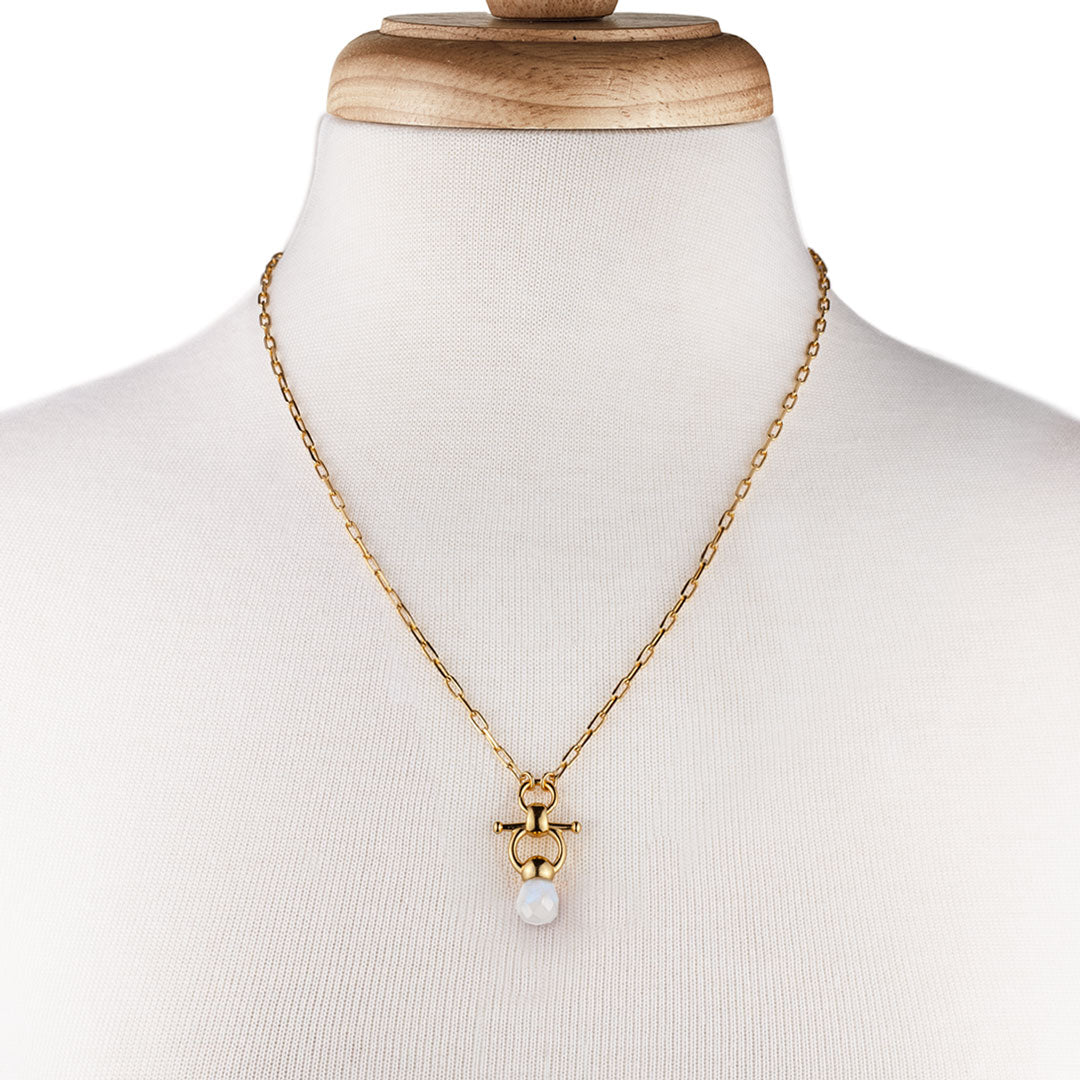 Urban Equestrian  Briolette - Moonstone Equestrian Horse Bit Necklace in Gold