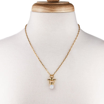Urban Equestrian  Briolette - Moonstone Equestrian Horse Bit Necklace in Gold