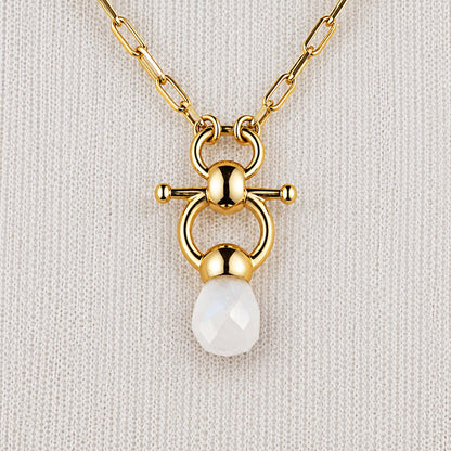 Urban Equestrian  Briolette - Moonstone Equestrian Horse Bit Necklace in Gold